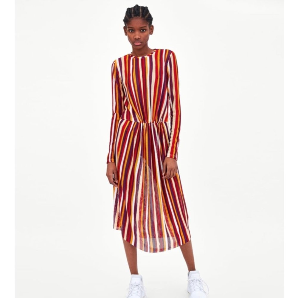 Zara: Striped Open Knit Dress (NWT)